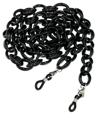 Das Bild zeigt eine Brillenkette in schwarz aus Acryl.